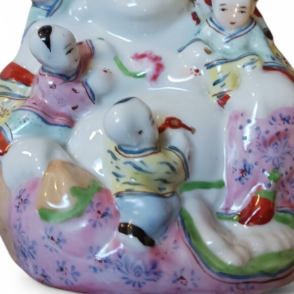 Vintage MCM Collectible Hotei  Buddha Porcelain Feng Shui Good Luck Figurine - Picture 10 of 10